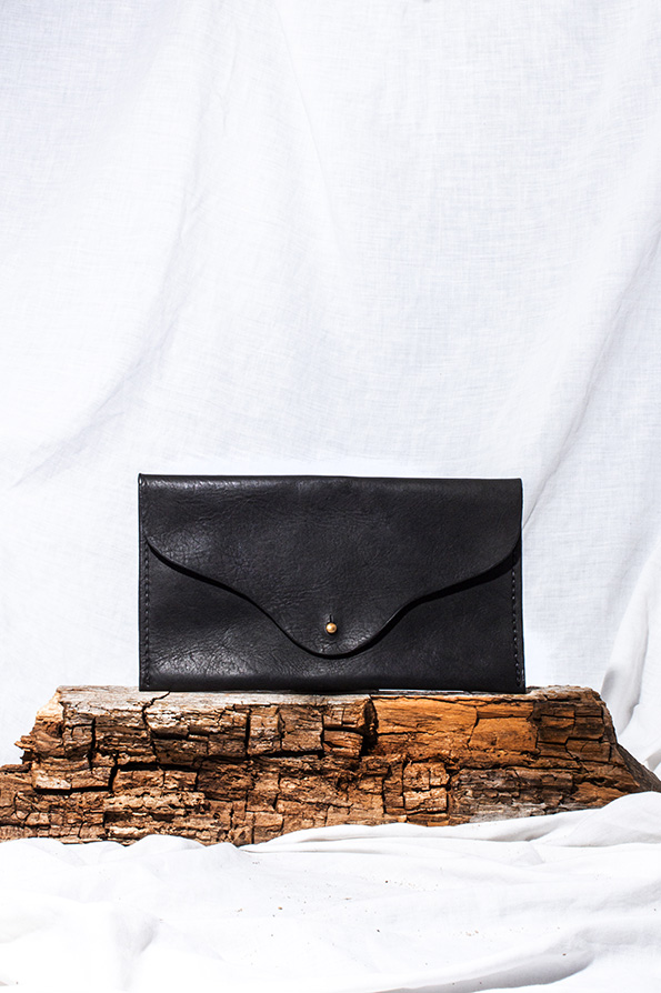 leather clutch bag black